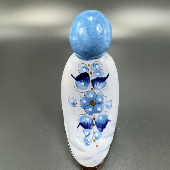 Vintage Mexican Pottery Hand Painted Blue Tonala Nativity Figurine Wise Men King - Picture 5 of 8